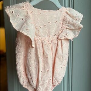 12M Cat & Jack Baby Pink Eyelet Flutter Bubble Romper
